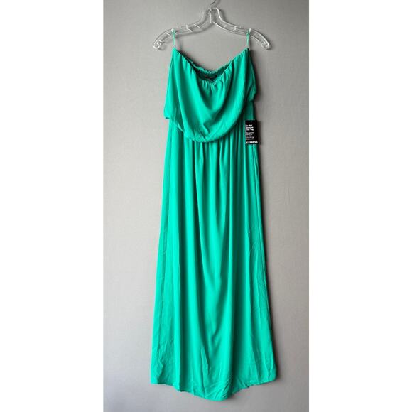 Express sz S  green whimsical feminine‎ tube maxi dress NWT - Picture 1 of 9